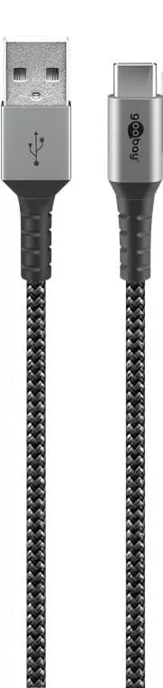 USB - C naar USB - A 1M textielkabel met metalen stekkers - Networkdiscount.com