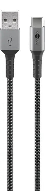 USB - C naar USB - A 2M textielkabel met metalen stekkers - Networkdiscount.com