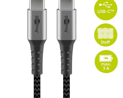 USB - C naar USB - C 0.5M textielkabel met metalen stekkers - Networkdiscount.com
