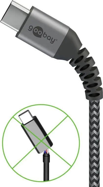 USB - C naar USB - C 1M textielkabel met metalen stekkers - Networkdiscount.com