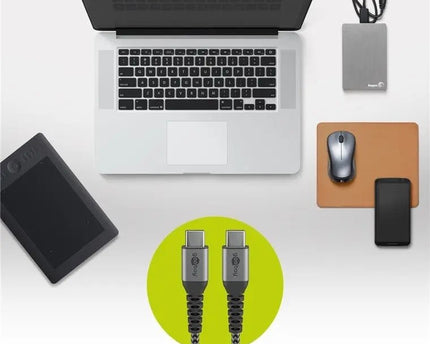 USB - C naar USB - C 2M textielkabel met metalen stekkers - Networkdiscount.com
