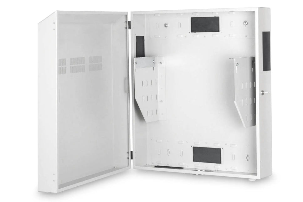 Wandkast, slank 800x640x220 mm, 4U verticaal, kleur grijs (RAL 7035) - Networkdiscount.com