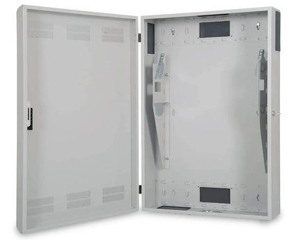 Wandkast, slank, 900x600x200 mm 3U horizontaal en 3U verticaal, grijs (RAL 7035) - Networkdiscount.com