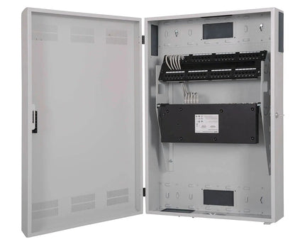 Wandkast, slank, 900x600x200 mm 3U horizontaal en 3U verticaal, grijs (RAL 7035) - Networkdiscount.com