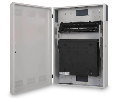 Wandkast, slank, 900x600x200 mm 3U horizontaal en 3U verticaal, grijs (RAL 7035) - Networkdiscount.com