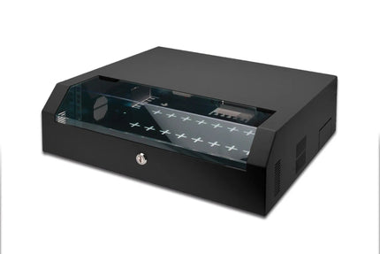 Wandkast, SOHO, slank, 156x525x475 mm 3U draaibaar, 2U vast, kleur zwart (RAL 9005) - Networkdiscount.com